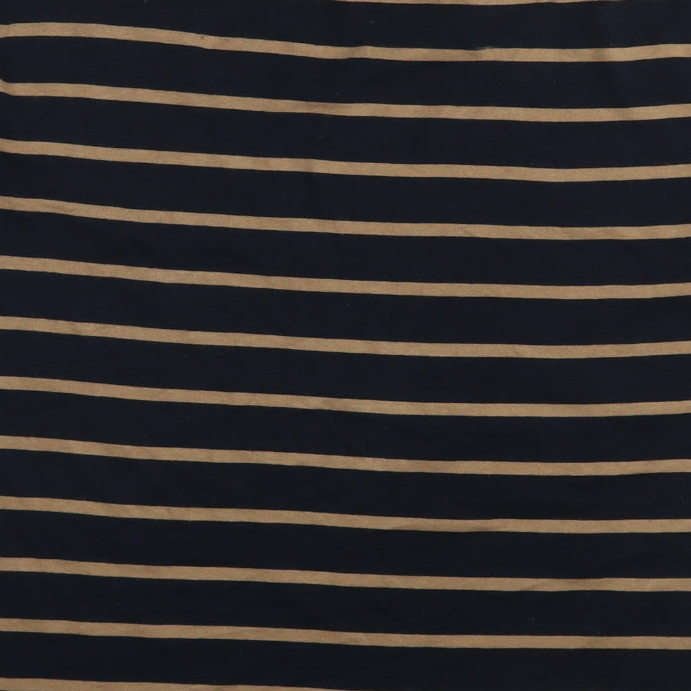 Marks and Spencer Womens Black Striped Polyester Jersey T-Shirt Size 18 Boat Neck