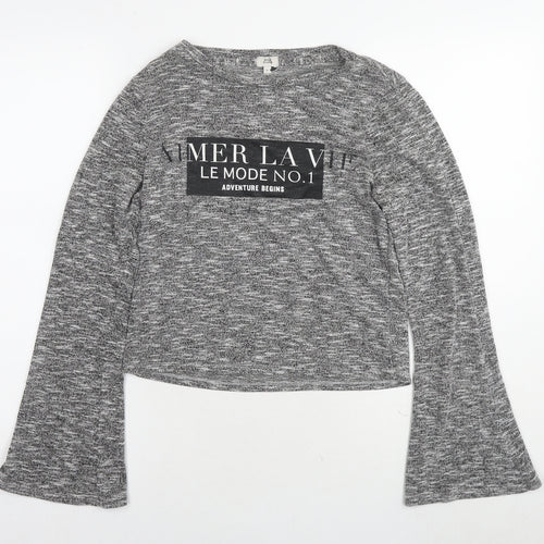 River Island Womens Grey Round Neck Polyester Pullover Jumper Size 10 - Adventure Begins