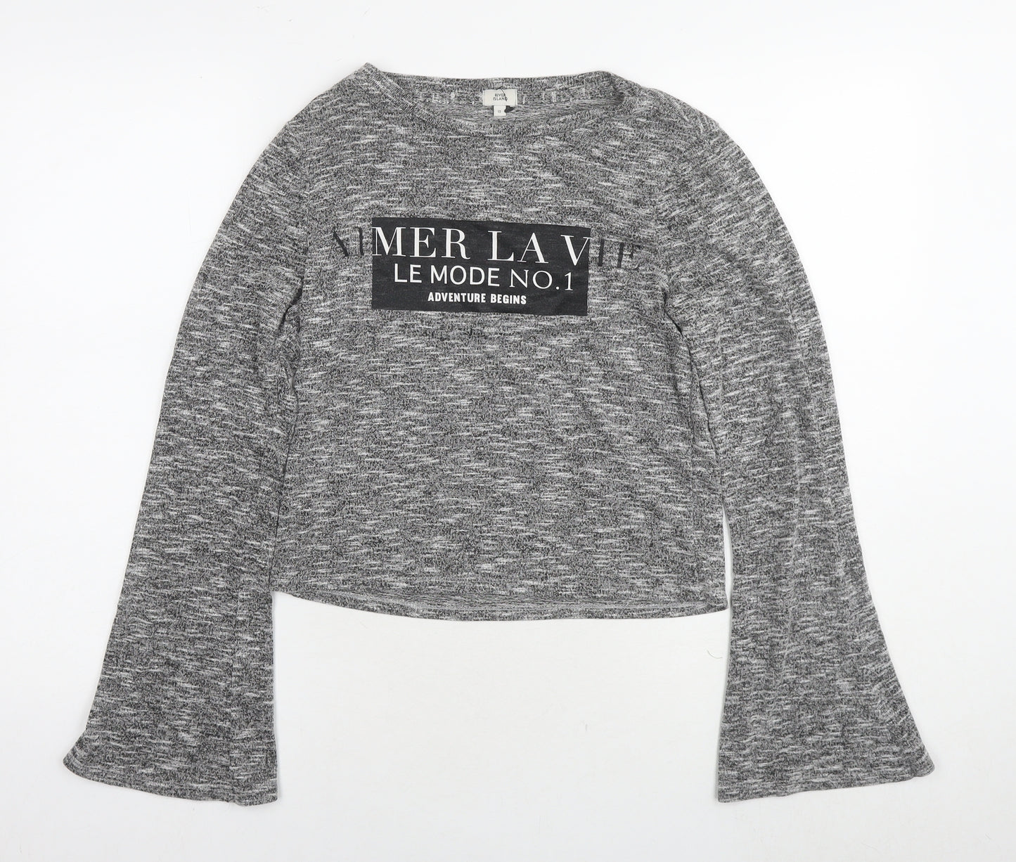 River Island Womens Grey Round Neck Polyester Pullover Jumper Size 10 - Adventure Begins