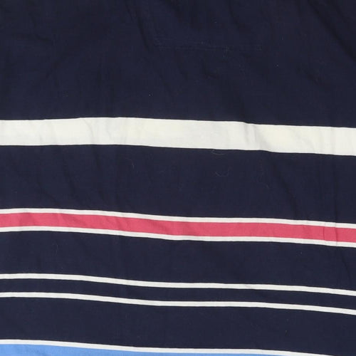 Atlantic Bay Mens Blue Striped Cotton Polo Size 2XL Collared Pullover