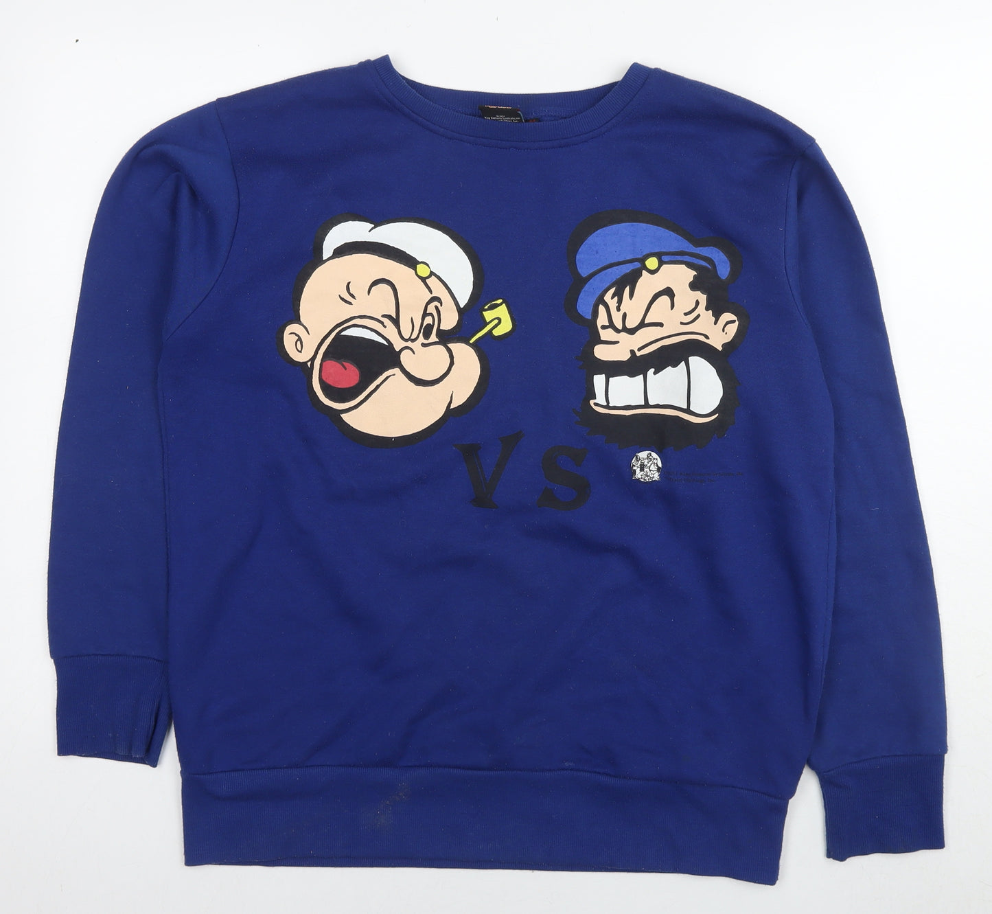 Popeye Mens Blue Polyester Pullover Sweatshirt Size M - Popeye the Sailor