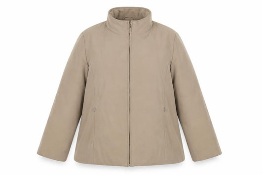 Front view of Key West women’s beige jacket, size UK 12, zip