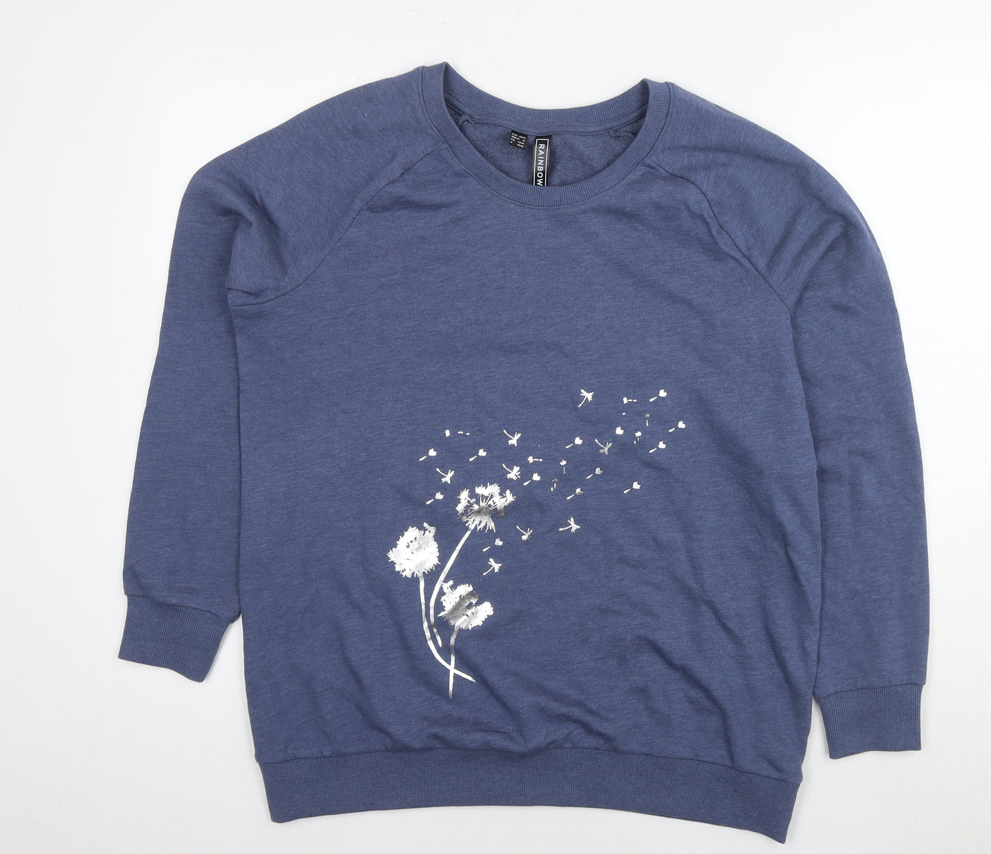 Rainbow Womens Blue Cotton Pullover Sweatshirt Size M Pullover - Flowers