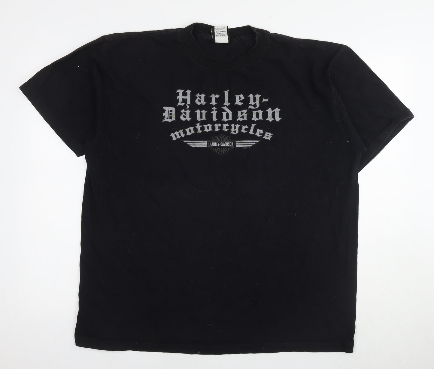 Harley-Davidson Mens Black Cotton T-Shirt Size XL Round Neck - Logo