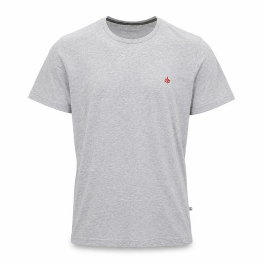 Front view of Whitman men’s grey polyester t-shirt, size S, round neck