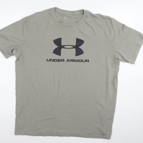 Under armour Mens Grey Polyester T-Shirt Size XL Round Neck - Logo