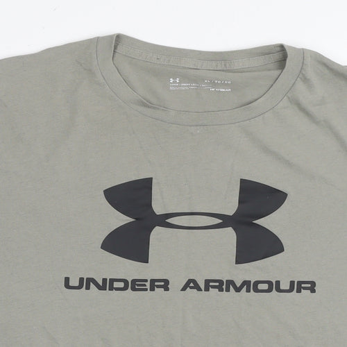 Under armour Mens Grey Polyester T-Shirt Size XL Round Neck - Logo