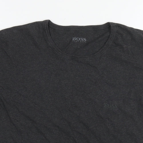 Boss Mens Grey Cotton T-Shirt Size L Round Neck