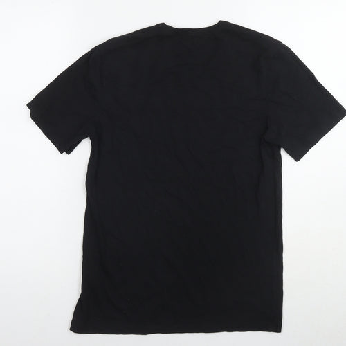 Boss Mens Black Cotton T-Shirt Size S Roll Neck