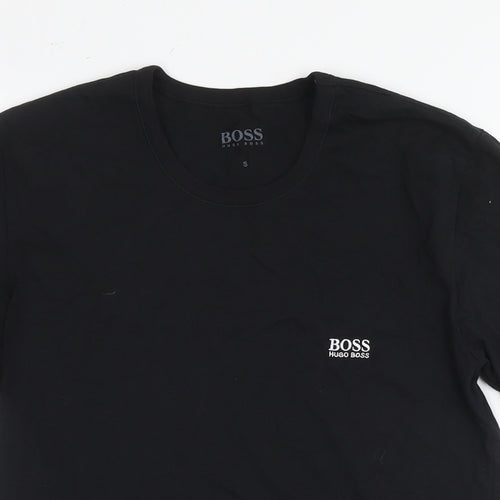 Boss Mens Black Cotton T-Shirt Size S Roll Neck