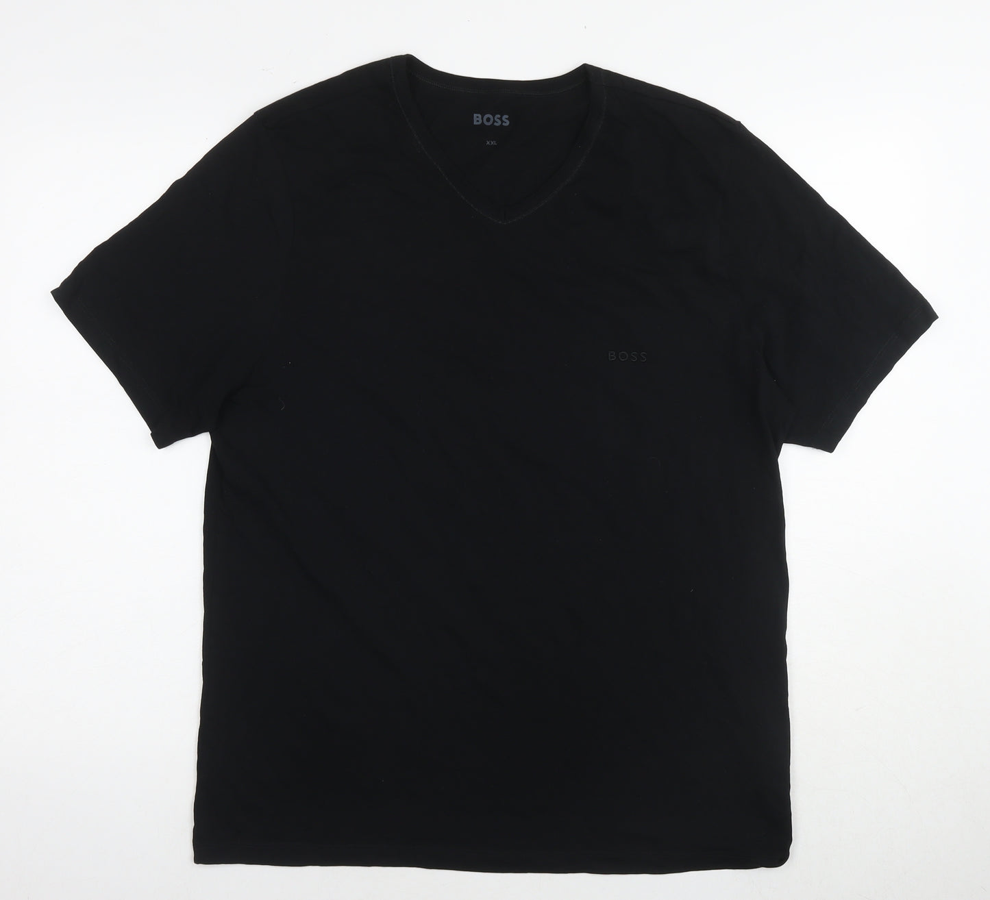 Boss Mens Black Cotton T-Shirt Size 2XL Round Neck