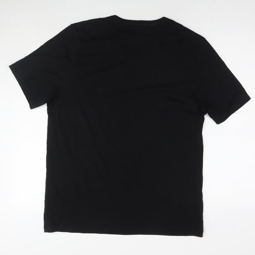 Boss Mens Black Cotton T-Shirt Size 2XL Round Neck