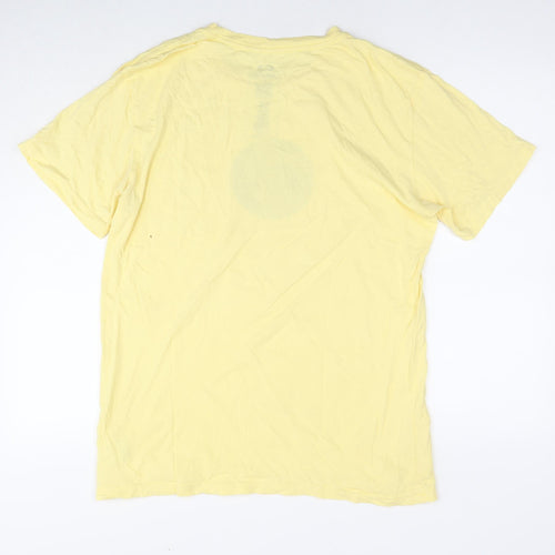 Oakley Mens Yellow Cotton T-Shirt Size L Round Neck - Logo