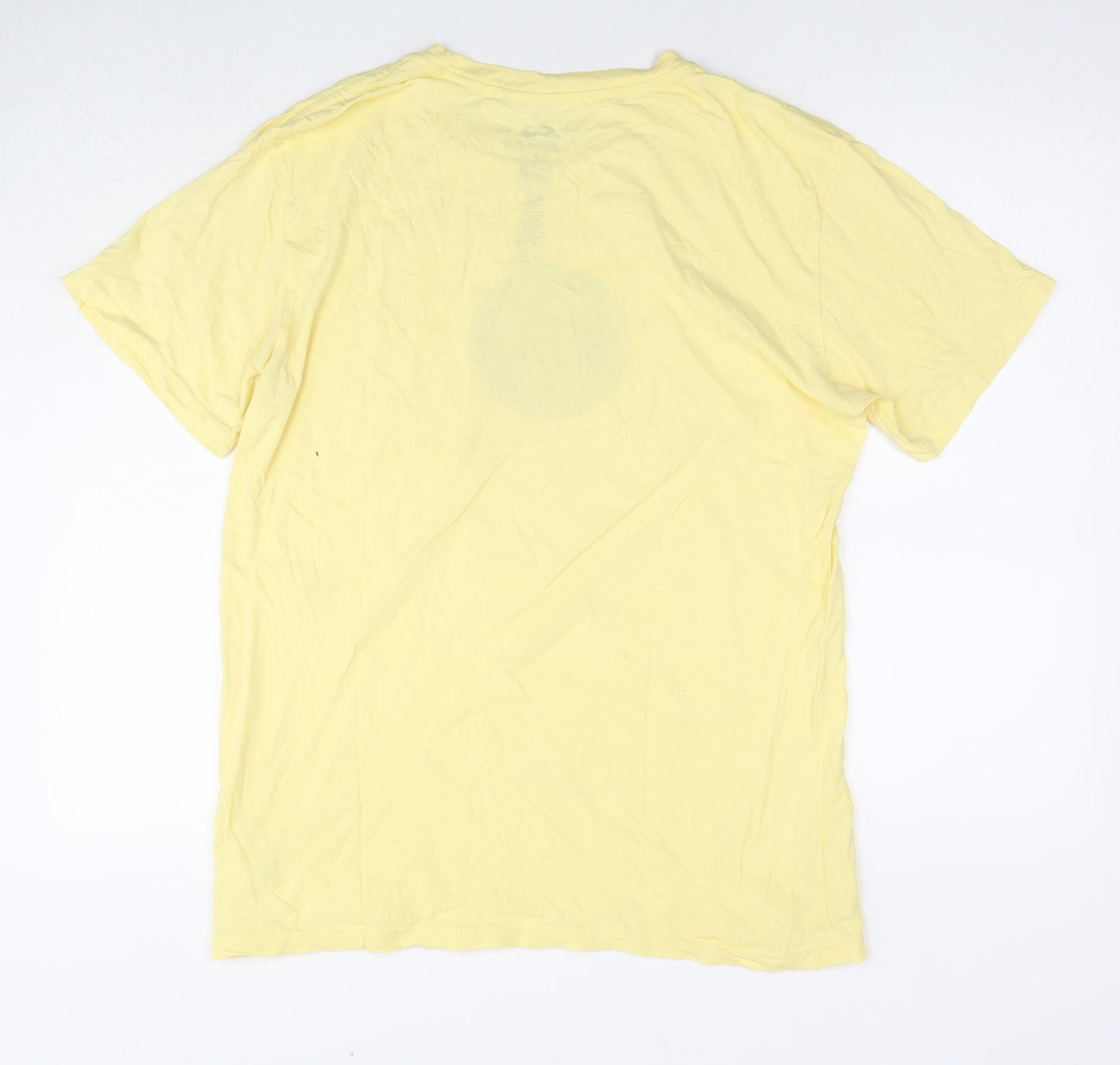 Oakley Mens Yellow Cotton T-Shirt Size L Round Neck - Logo