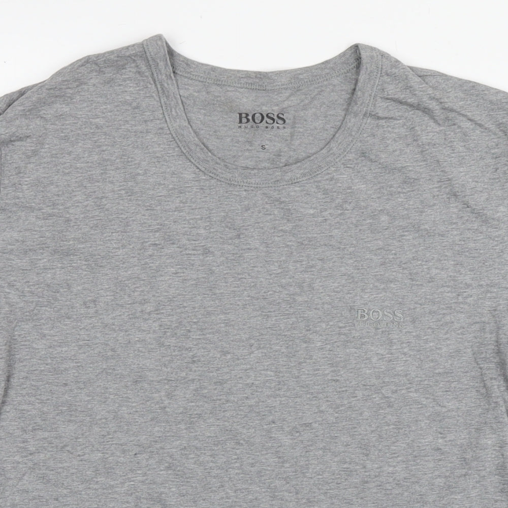 Boss Mens Grey Cotton T-Shirt Size S Round Neck