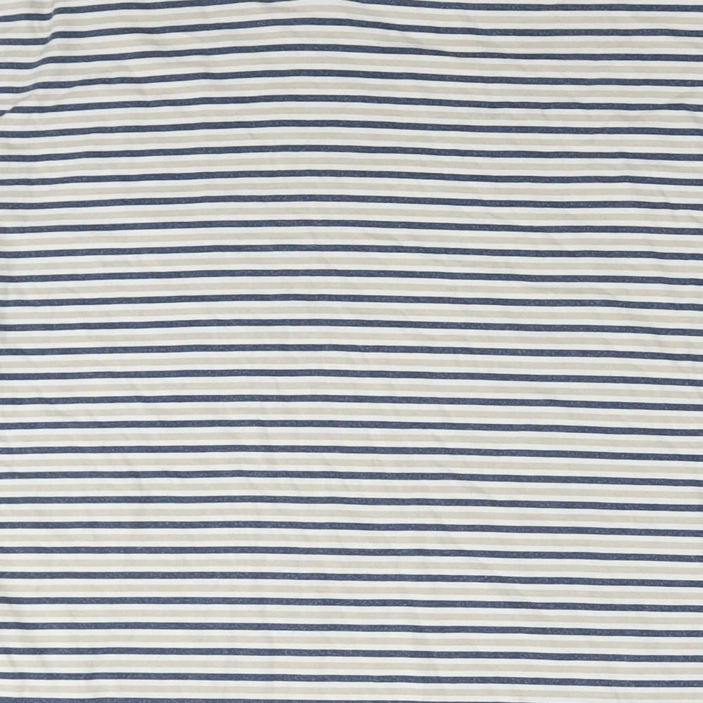 Brooklyn Supply Mens White Striped Cotton T-Shirt Size M Round Neck