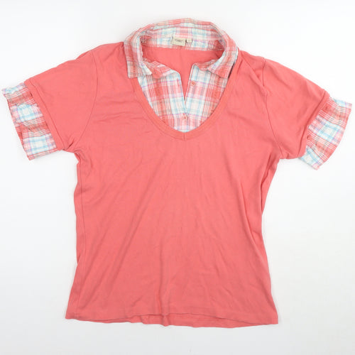 Cotton Traders Womens Pink Cotton Basic Polo Size 16 Collared