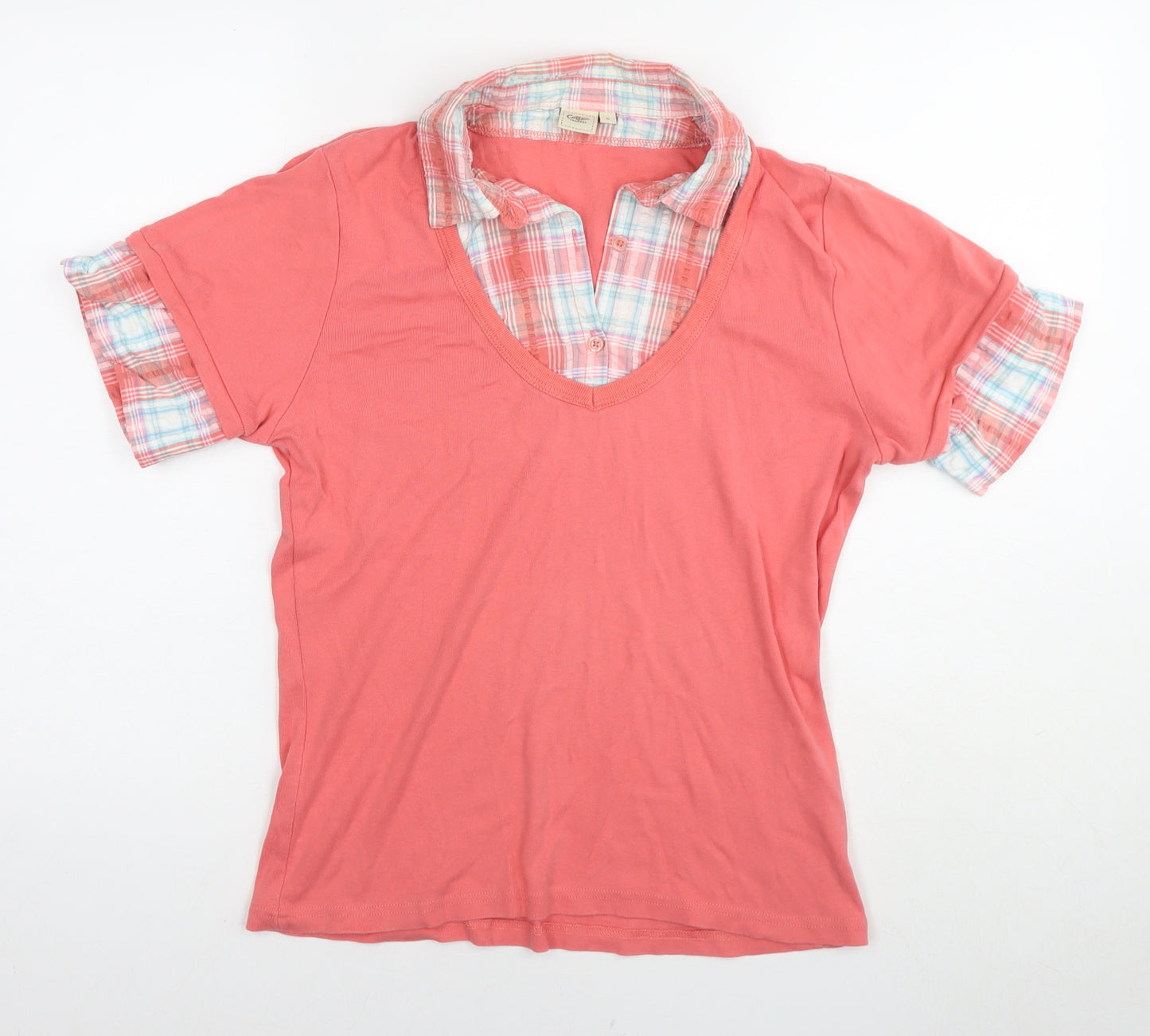 Cotton Traders Womens Pink Cotton Basic Polo Size 16 Collared