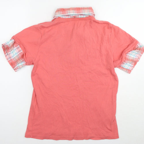 Cotton Traders Womens Pink Cotton Basic Polo Size 16 Collared