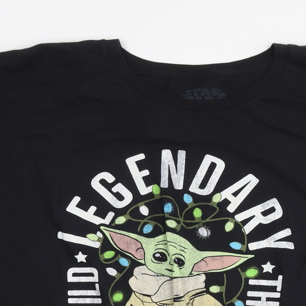 Star Wars Mens Black Cotton T-Shirt Size 3XL Round Neck - Legendary The Child Mandalorian