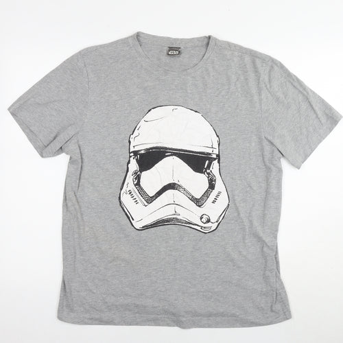 Star Wars Mens Grey Cotton T-Shirt Size L Round Neck - Darth Vader