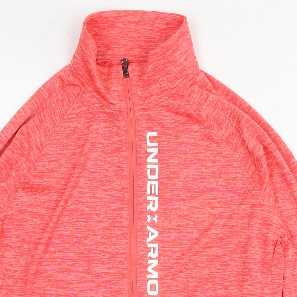 Under armour Womens Red Polyester Basic Casual Size M Round Neck Pullover