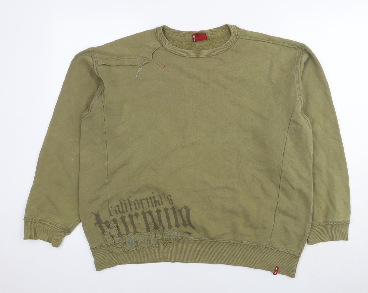 Levi's Womens Green Cotton Pullover Sweatshirt Size 14 Pullover