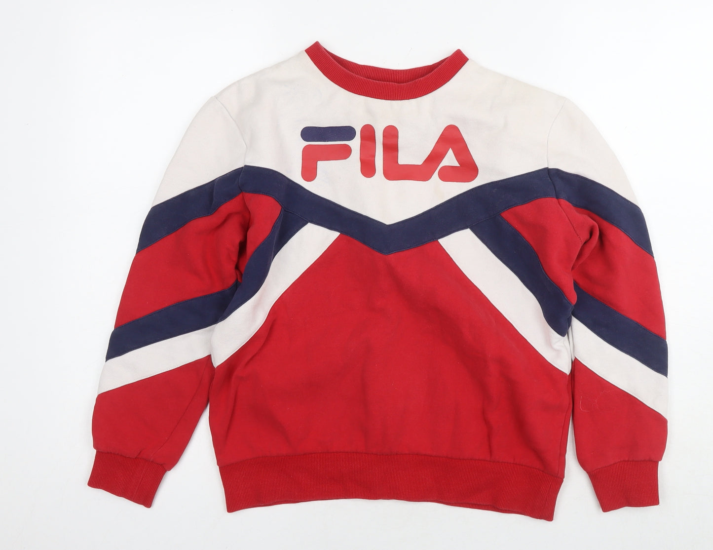 FILA Womens Red Colourblock Cotton Pullover Sweatshirt Size XS Pullover