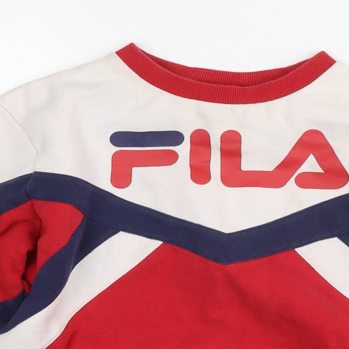 FILA Womens Red Colourblock Cotton Pullover Sweatshirt Size XS Pullover