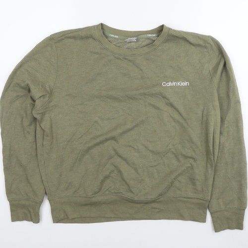 Calvin Klein Womens Green Cotton Pullover Sweatshirt Size M Pullover - Logo