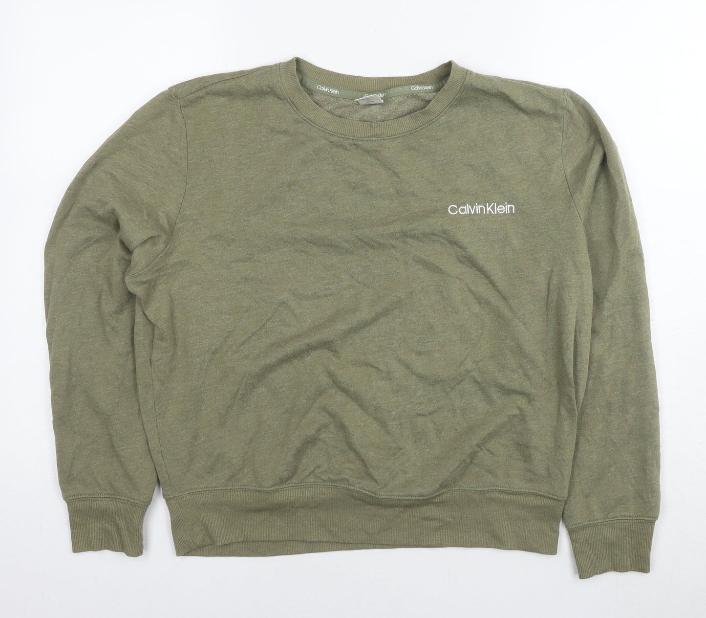 Calvin Klein Womens Green Cotton Pullover Sweatshirt Size M Pullover - Logo