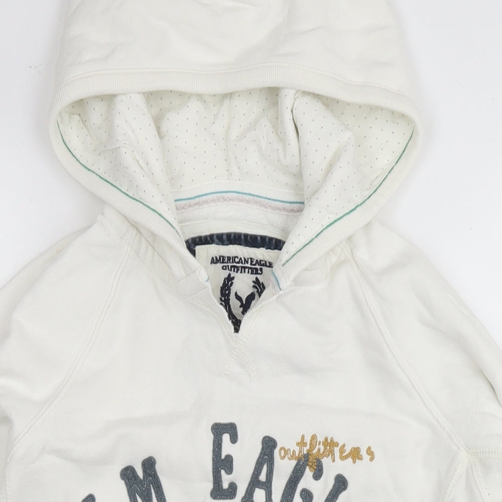 American Eagle Outfitters Womens White Cotton Pullover Hoodie Size XS Pullover - Logo