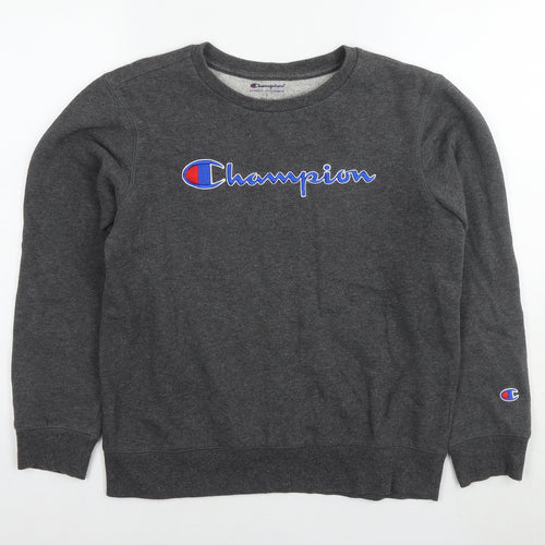 Champion Womens Grey Cotton Pullover Sweatshirt Size L Pullover - Logo