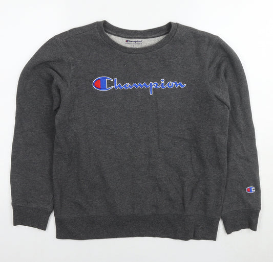 Champion Womens Grey Cotton Pullover Sweatshirt Size L Pullover - Logo