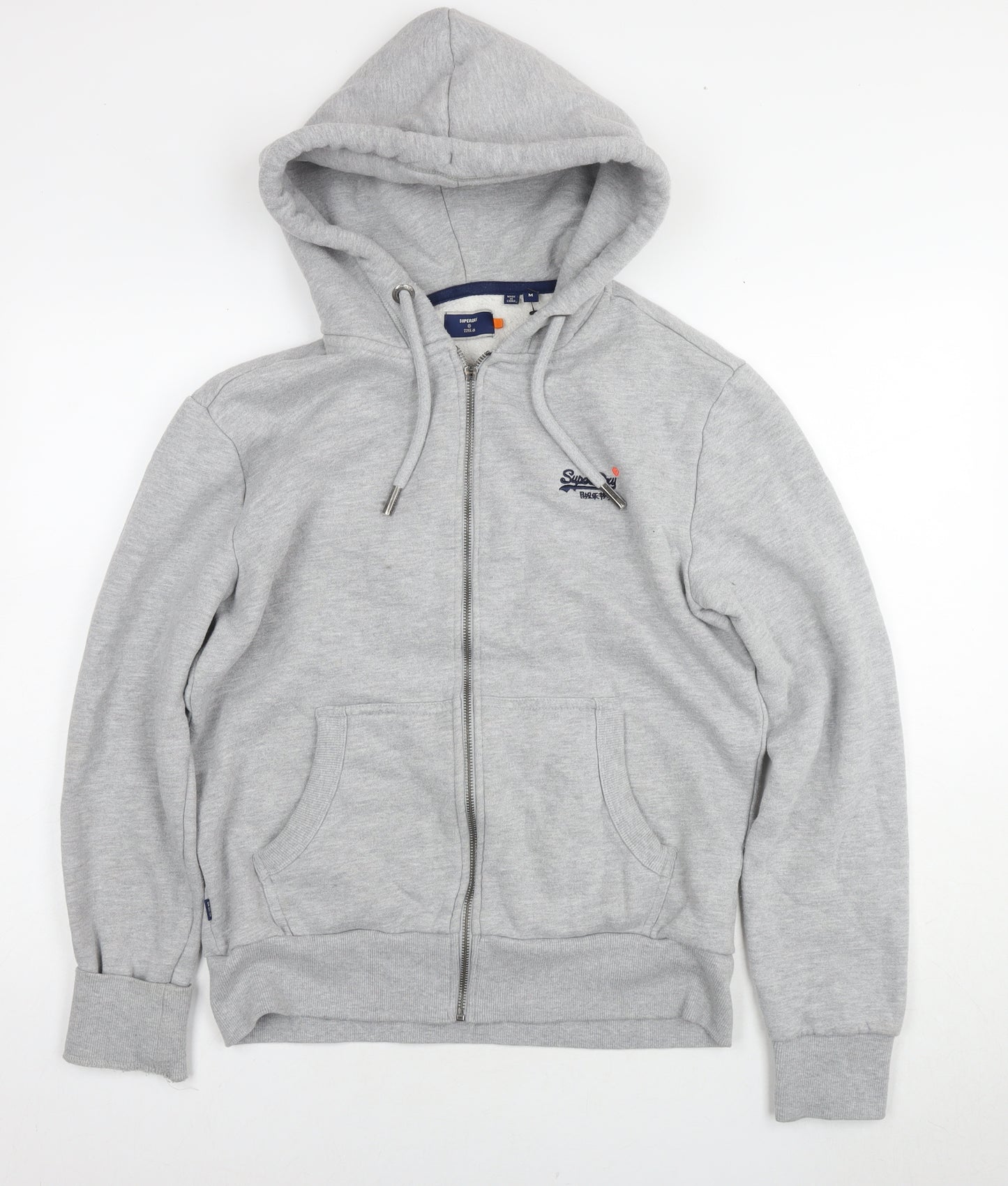 Superdry Womens Grey Cotton Full Zip Hoodie Size M Pullover