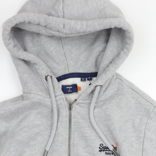 Superdry Womens Grey Cotton Full Zip Hoodie Size M Pullover