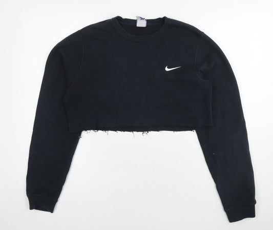 Nike Womens Black Polyester Pullover Sweatshirt Size S Pullover - Cropped