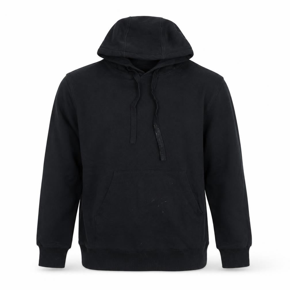 Front view of Blood Brother men’s black cotton pullover hoodie, size M, - logo