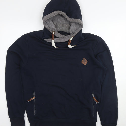 Indicore Mens Blue Cotton Pullover Hoodie Size M