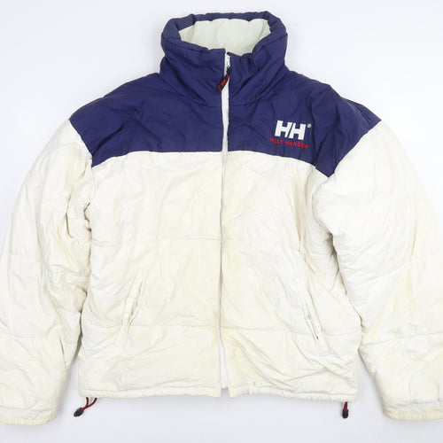 Helly Hansen Mens White Quilted Jacket Size XL Zip - Vintage