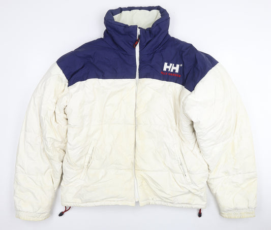 Helly Hansen Mens White Quilted Jacket Size XL Zip - Vintage