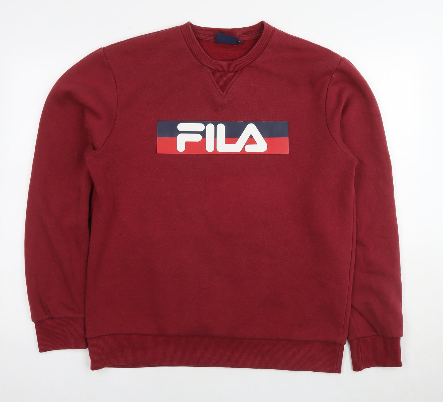 FILA Mens Red Cotton Pullover Sweatshirt Size L