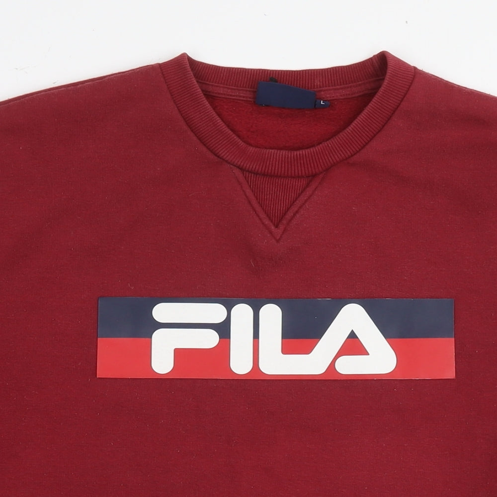 FILA Mens Red Cotton Pullover Sweatshirt Size L