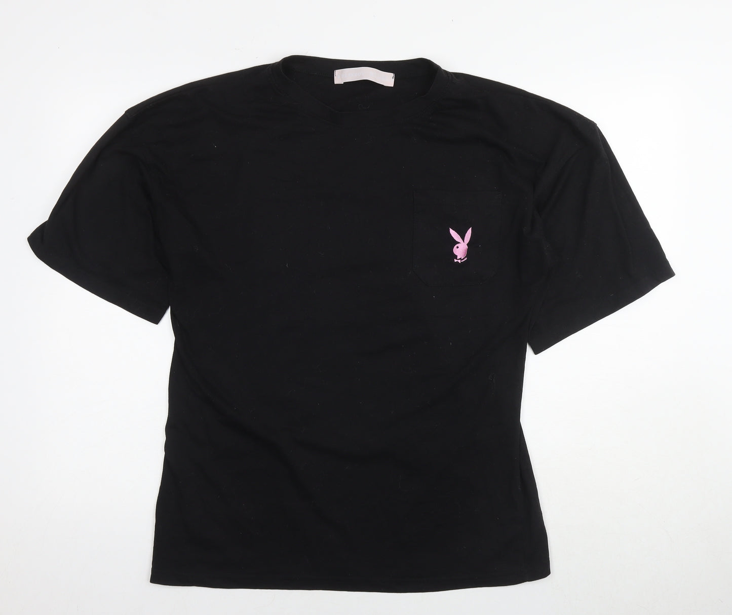 Playboy Womens Black Polyester Tunic T-Shirt Size 6 Round Neck - Logo