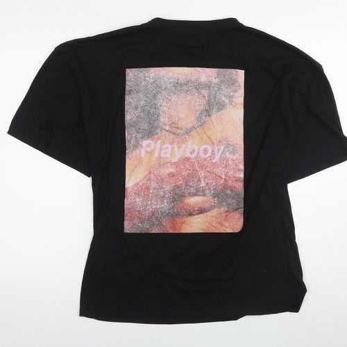 Playboy Womens Black Polyester Tunic T-Shirt Size 6 Round Neck - Logo