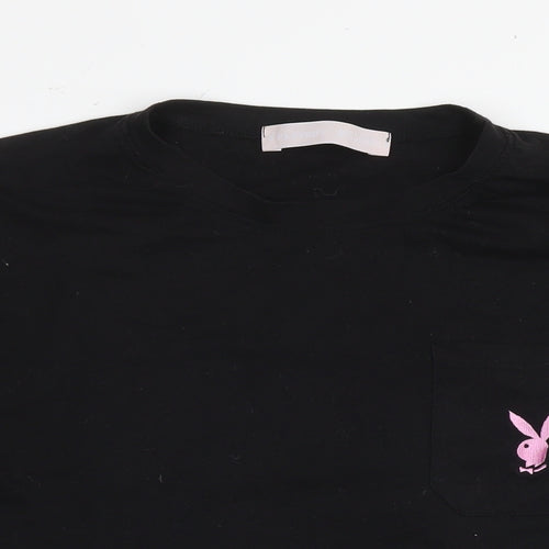 Playboy Womens Black Polyester Tunic T-Shirt Size 6 Round Neck - Logo