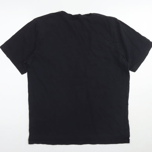 OBEY Womens Black Cotton Basic T-Shirt Size M Round Neck - Logo