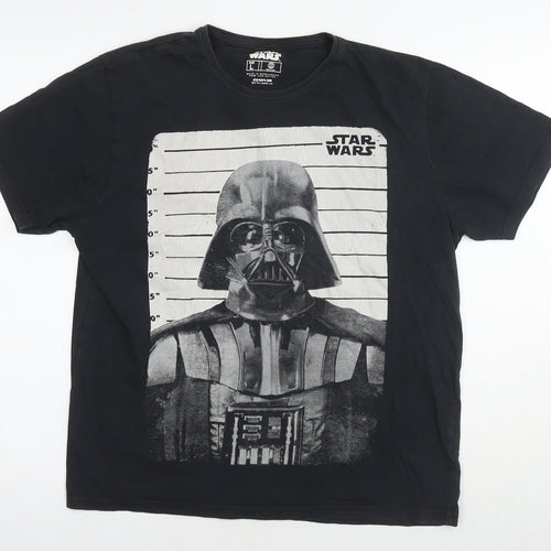 Star Wars Mens Black Cotton T-Shirt Size L Round Neck - Darth Vader