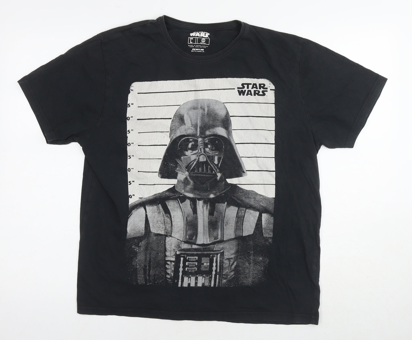 Star Wars Mens Black Cotton T-Shirt Size L Round Neck - Darth Vader