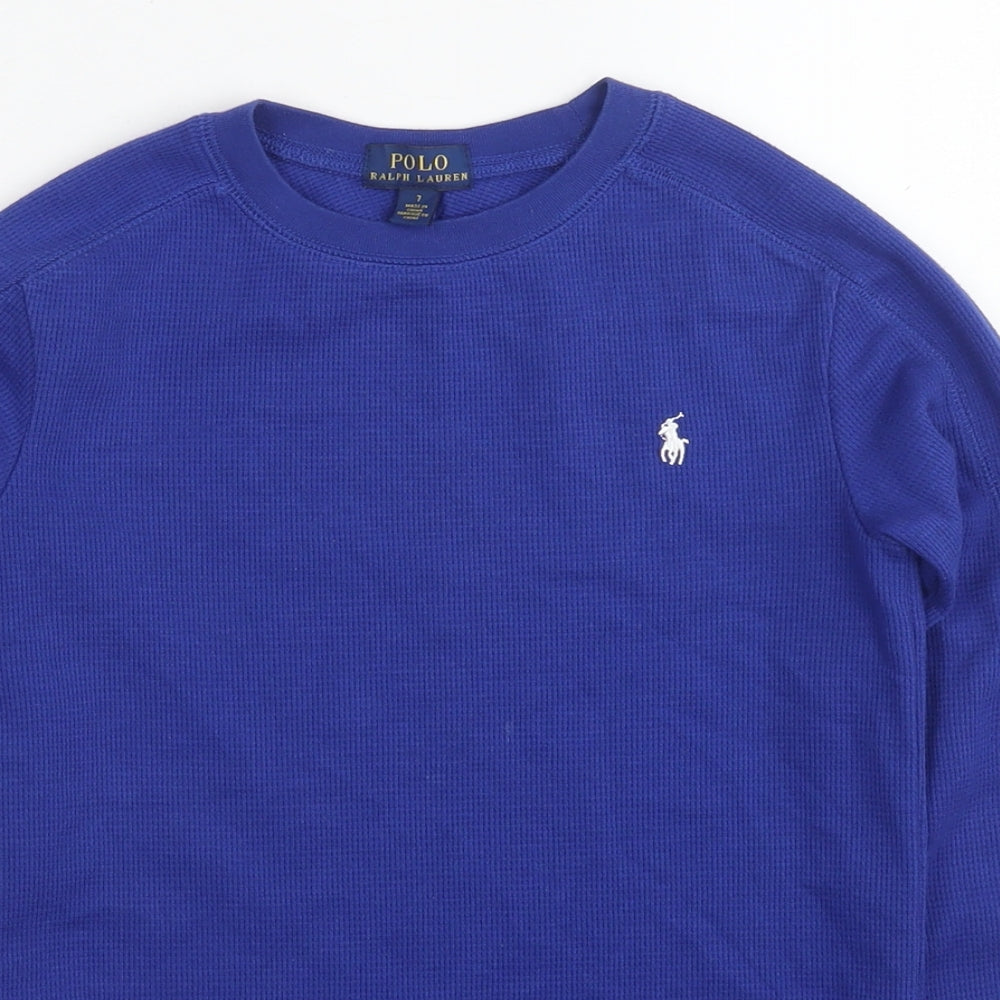 Polo Ralph Lauren Boys Blue Cotton Pullover Sweatshirt Size 7 Years Pullover